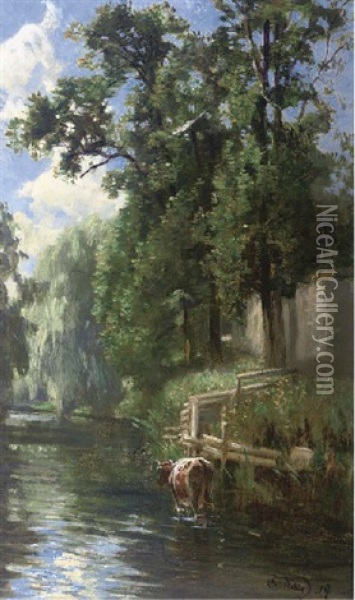 A Pool In Preston Meadow Oil Painting - Robert Noble