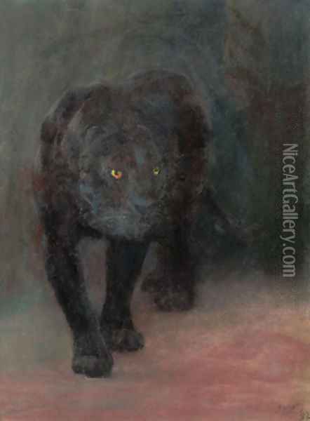 Black Panther Oil Painting - John Trivett Nettleship