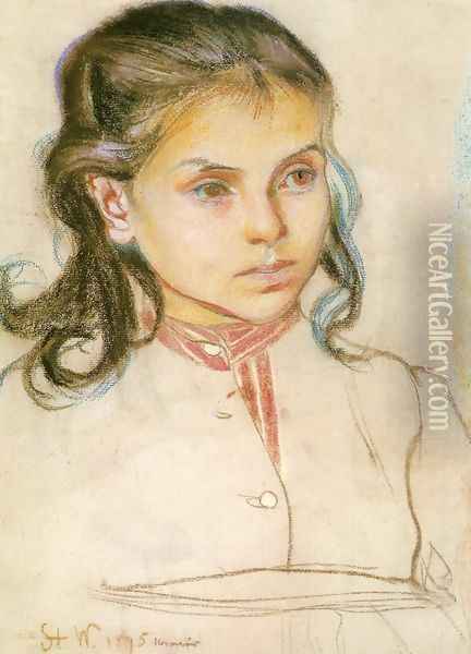 Head of a Girl II Oil Painting - Stanislaw Wyspianski
