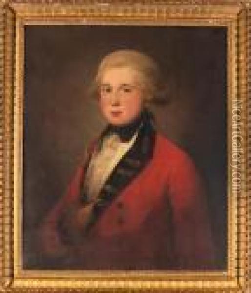 Portrait Of Major John Campbell 
(d.1799), Half-length, In Theuniform Of The Royal Scots Regiment Oil Painting - David Martin