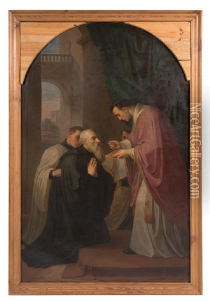 Altarpiece Ii, Clergyman With Choristers Oil Painting - Melchior Paul Von Deschwanden