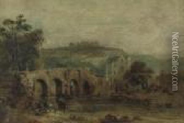 Bridge At Stirling Oil Painting - Alfred Vickers