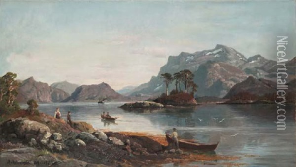 Norwegischer Fjord Oil Painting - Anders Monsen Askevold