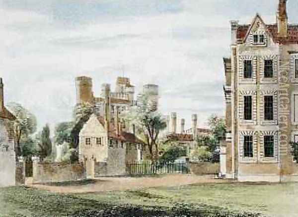 New Palace, from the Queens Garden, plate 4 from Kew Gardens A Series of Twenty-Four Drawings on Stone, engraved by Charles Hullmandel 1789-1850 published 1820 Oil Painting - Papendiek, George Ernest
