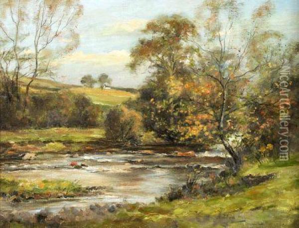 Scottish River Landscape Oil Painting - Archibald Kay