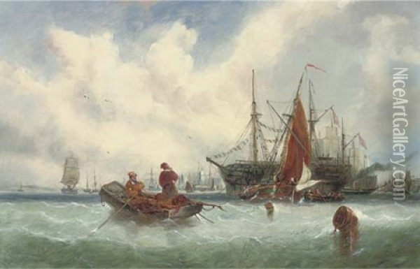 A Breezy Morning Off Sheerness Oil Painting - John Callow