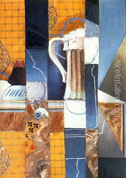 Beer Glass and Cards Oil Painting - Juan Gris