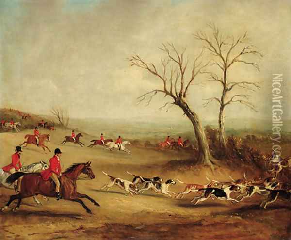 Capt. White hunting with the Quorn, near Brooksby Hall Oil Painting - John Jnr. Ferneley