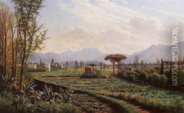 Pompei, Campania Felix Oil Painting - Eiler Rasmussen Eilersen