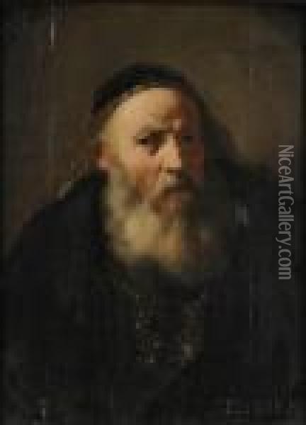 Copy Of 
A Rabbi With A Cap Oil Painting - Rembrandt Van Rijn