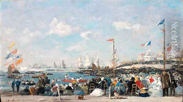 Le Havre La fte des rgates Oil Painting - Eugene Boudin