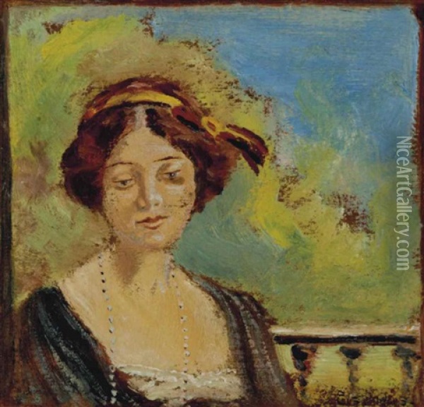 Portrait Of A Woman Oil Painting - Louis Michel Eilshemius