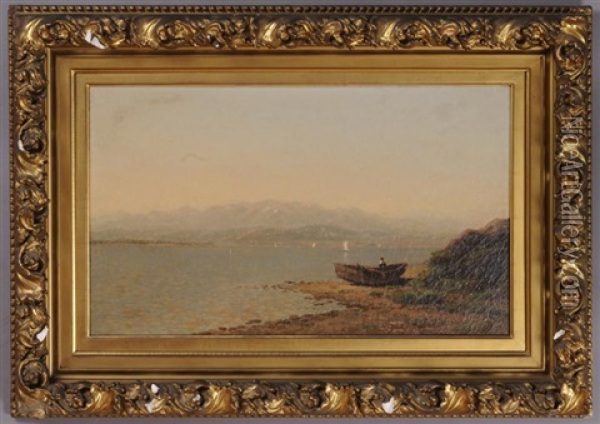 On A Lake In Upstate New York Oil Painting - John Bunyan Bristol