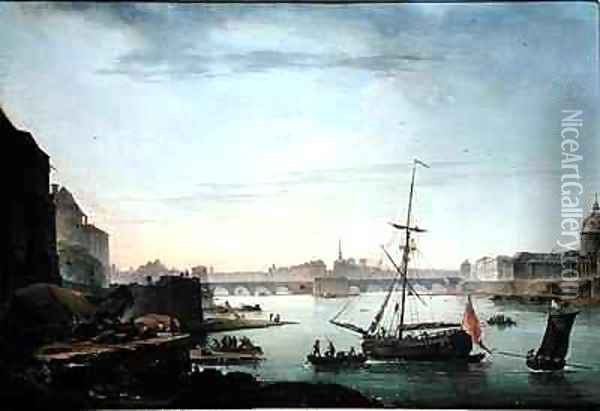 View of the Pont Neuf Paris Oil Painting - Jean Baptiste Genillion