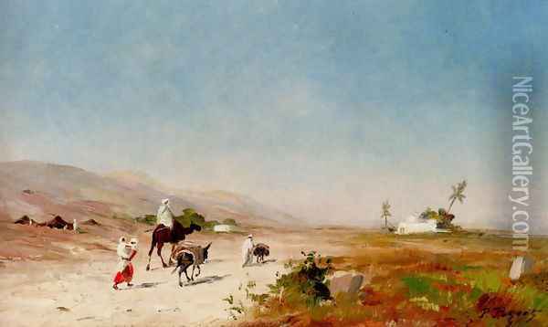 Bedouins on their way to an encampment Oil Painting - P Pagent