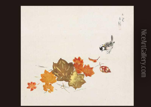 Falling Leaves Oil Painting - Nishimura Goun