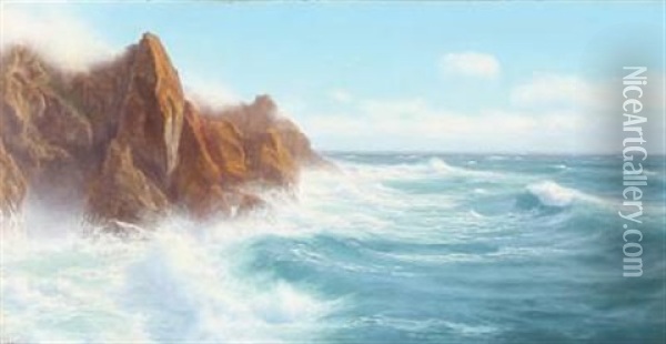 Rocky Coast Oil Painting - Walter James Shaw