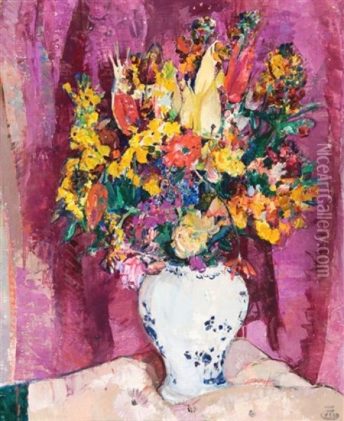 Fleurs Oil Painting - Marcel Jefferys