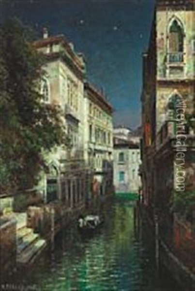 Venice In Moonlight Oil Painting - Ivan Augustovitch Veltz