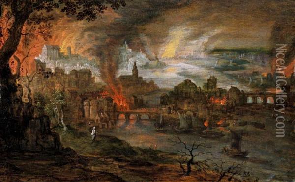 Die Zerstorung Sodom Undgomorrhas Oil Painting - Pieter Schoubroeck