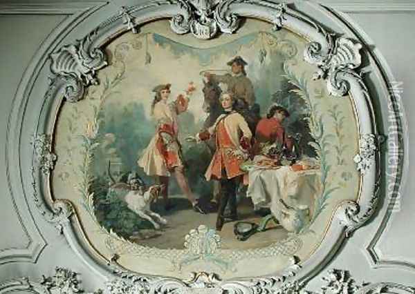 Chantilly in the 18th Century the Hunt Meal Oil Painting - Eugene Louis Lami
