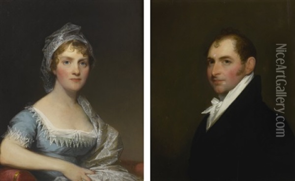 Mr. And Mrs. Edward Tuckerman: A Pair Of Portraits Oil Painting - Gilbert Stuart