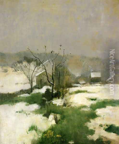 An Early Winter Oil Painting - John Henry Twachtman