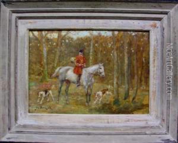 Description:jager Te Paard In Het Bos Oil Painting - Georges, Geo Bernier