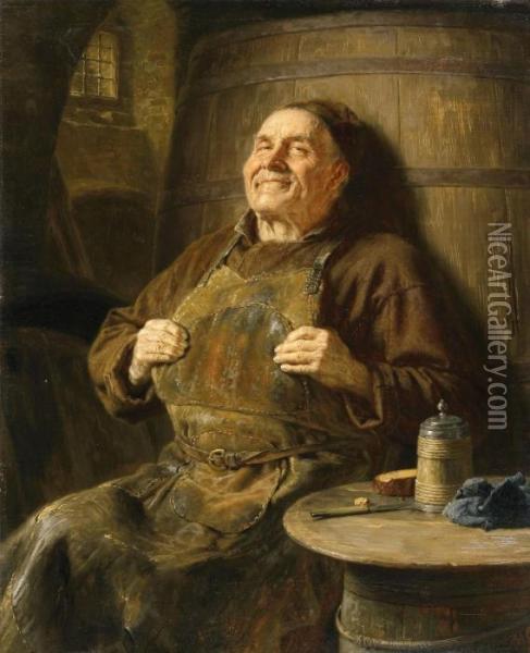 Monch Bei Der Brotzeit Oil Painting - Eduard Von Grutzner