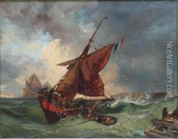 L'embarquement Oil Painting - Charles Hoguet
