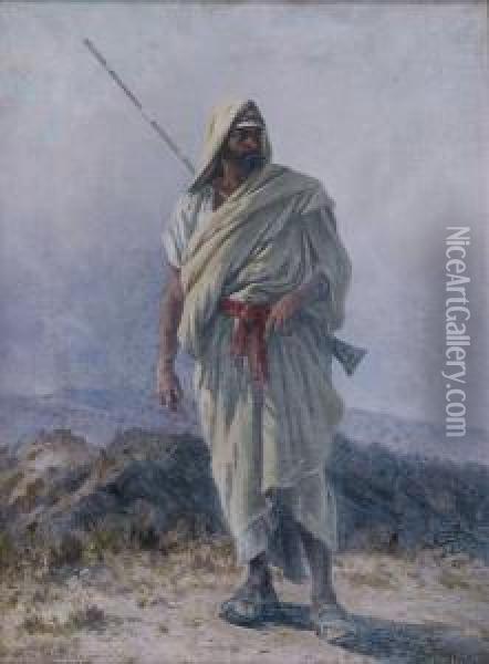 An Arab Warrior Oil Painting - Antonio, Cavaliero Scognamiglio