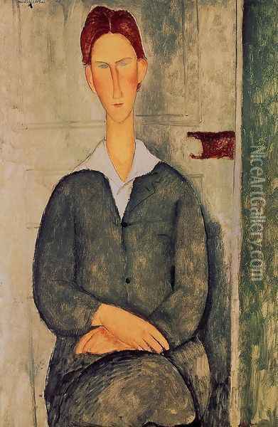 Readhead Young Man Oil Painting - Amedeo Modigliani