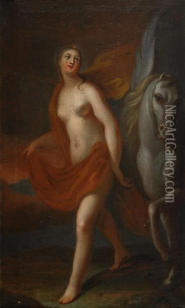 Athena Och Pegasus Oil Painting - Georg Engelhard Schroder