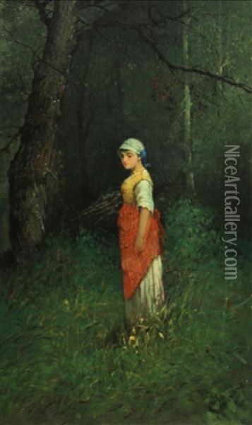 The Wood Gatherer Oil Painting - Salvatore Petruolo