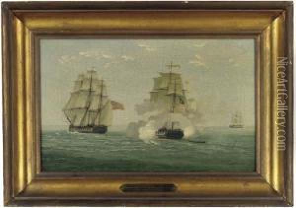 Battle Between The (u.s.s.) Constitution And The Guerriere Oil Painting - Joseph Frederick Wallet Des Barres