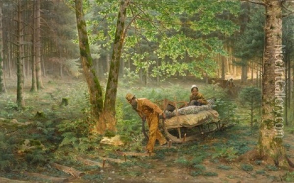 La Descente Des Bucherons Oil Painting - Henri-Paul Royer
