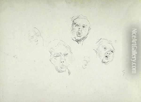 Study of Heads for the Cave of the Golden Calf Oil Painting - Spencer Frederick Gore