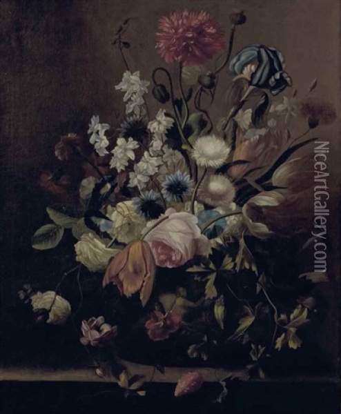 Nature Morte De Fleurs Oil Painting - Karel van Vogelaer