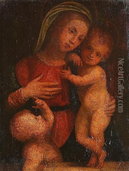 The Madonna And Child With The Infant Saint John The Baptist Oil Painting - Girolamo Del Pacchia