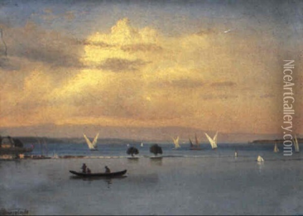 Italian Lake Oil Painting - Albert Bierstadt