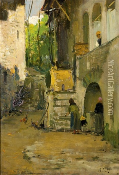 Casa Di Villaggio Oil Painting - Lorenzo Delleani
