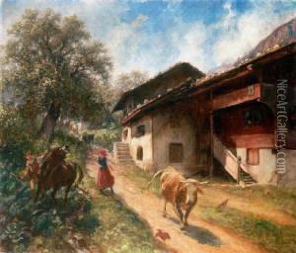 Heimkehr Der Herde Oil Painting - Rudolf Koller