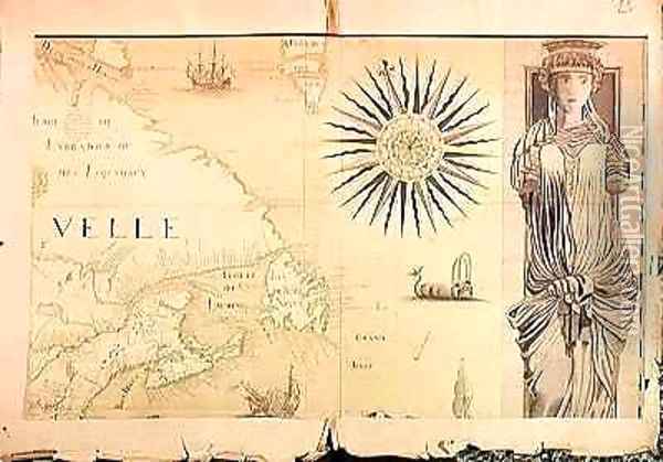 Map of Nouvelle France Canada 2 Oil Painting - Fonville
