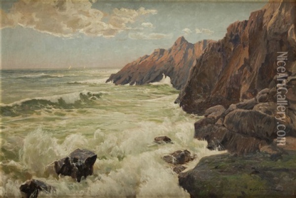 Skaliste Wybrzeze Oil Painting - Michael Gorstkin-Wywiorski