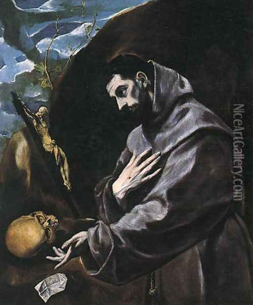 St Francis Praying Oil Painting - El Greco (Domenikos Theotokopoulos)