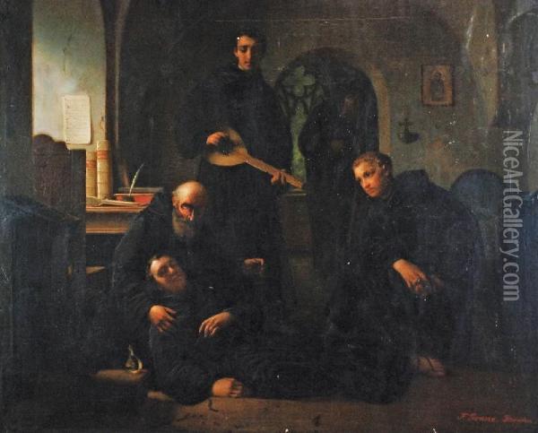 Scena Klasztorna Oil Painting - Christian Friedrich Gonne