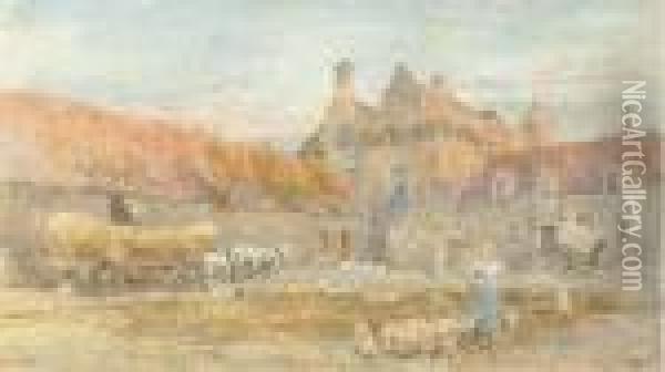 The Farmyard At The Chateau D'honvault, Wimereux Oil Painting - Lionel Percy Smyth