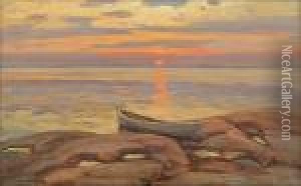 Auringonlasku Oil Painting - Victor Westerholm