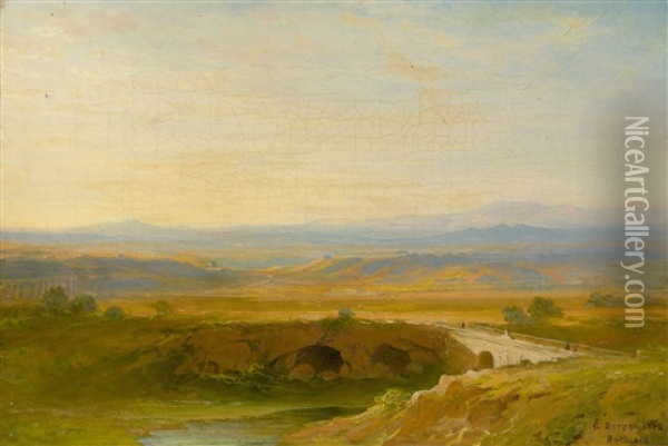 View Over The Italian Plains In Late Summer Oil Painting - Carl Morgenstern