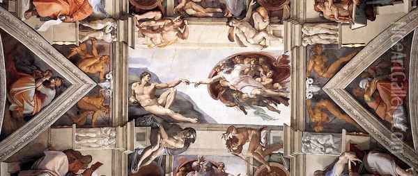 The ceiling (detail-2) 1508-12 Oil Painting - Michelangelo Buonarroti
